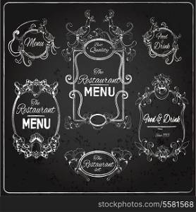 Elegant floral calligraphy chalkboard restaurant menu labels vector illustration