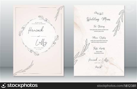 Elegant floral wedding invitation card template. Watercolor background with flower and leaf branches. Vector illustration.Eps10