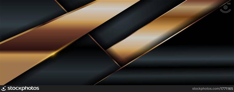 Elegant Futuristic Black Background Combined with Gold Element. Graphic Design Element.