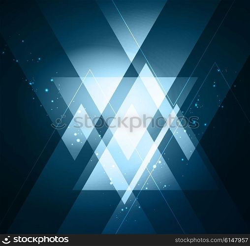 Elegant Geometric Background . Elegant Geometric Background with shiny blue triangles. Vector illustration.