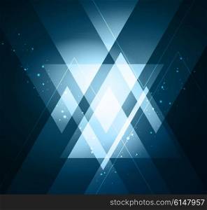 Elegant Geometric Background . Elegant Geometric Background with shiny blue triangles. Vector illustration.