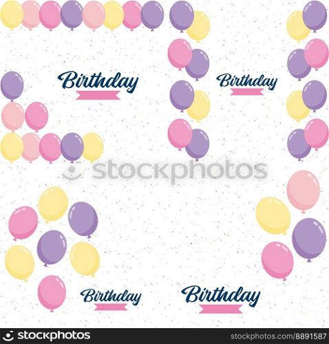 Elegant golden. blue. silver. and white balloon and cloth bunting party popper ribbonHappy Birthday celebration card banner template