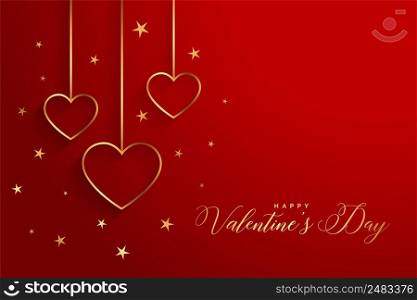 elegant golden hearts on red valentines day background
