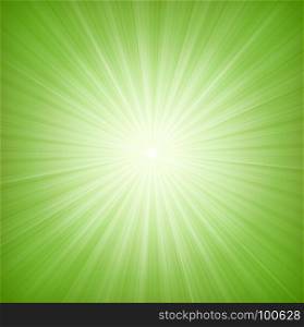 Elegant Green Starburst Background. Illustration of a design and flashy green star burst background, with thin sun and light beams