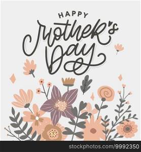 Elegant greeting card design with stylish text Mother’s Day on colorful flowers decorated. Elegant greeting card design with stylish text Mother’s Day on colorful flowers decorated background.