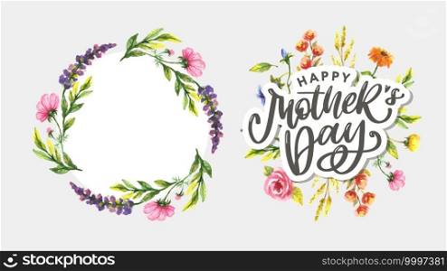 Elegant greeting card design with stylish text Mother s Day on colorful flowers decorated. Elegant greeting card design with stylish text Mother s Day on colorful flowers decorated background.