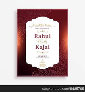 golden indian wedding card design with event details space ...