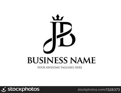 elegant initial letter jb with crown logo vector, Creative Lettering Logo Vector Illustration.
