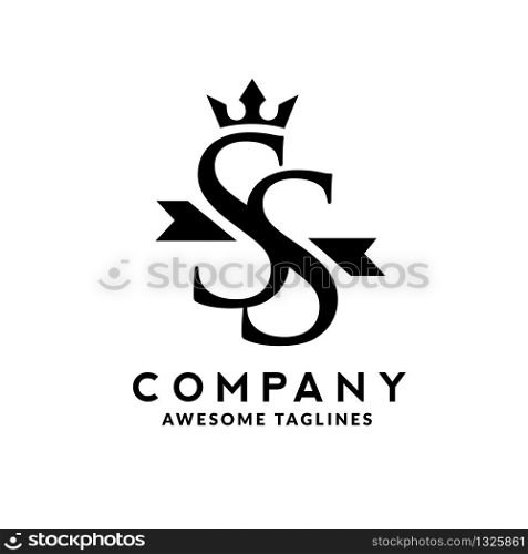 elegant initial letter ss with crown logo vector, Creative Lettering Logo Vector Illustration.
