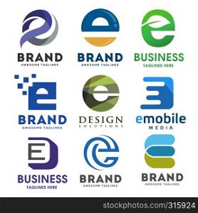 Elegant letter e logo vector set, best modern elegant letter E logo concept, Letter E logo