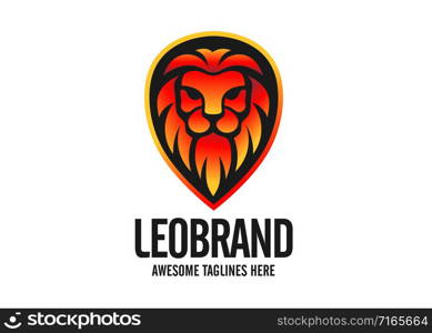 elegant lion head logo design illustration, lion kings head luxury symbol