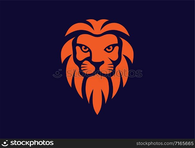 elegant lion head logo design illustration, lion kings head luxury symbol