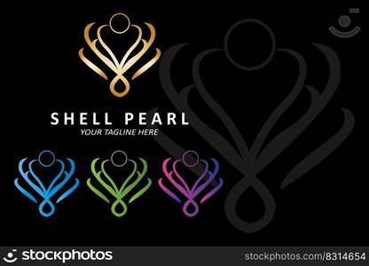 Elegant Luxury Beauty Logo Design Shell Pearl Jewellery, suitable for stickers, banners, posters, companies