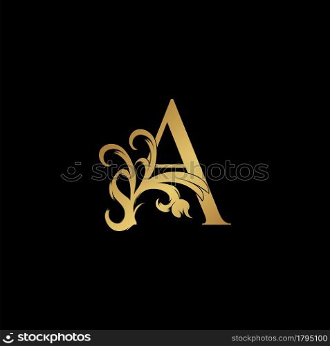 Elegant Luxury Letter A golden logo vector design, alphabet decoration style.