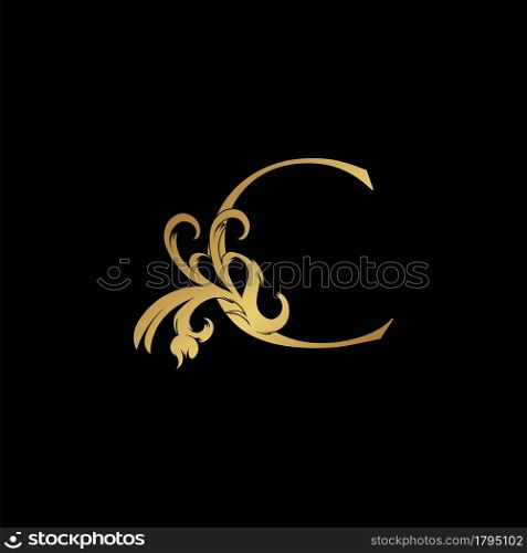 Elegant Luxury Letter C golden logo vector design, alphabet decoration style.