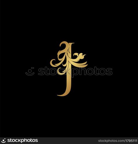 Elegant Luxury Letter I golden logo vector design, alphabet decoration style.