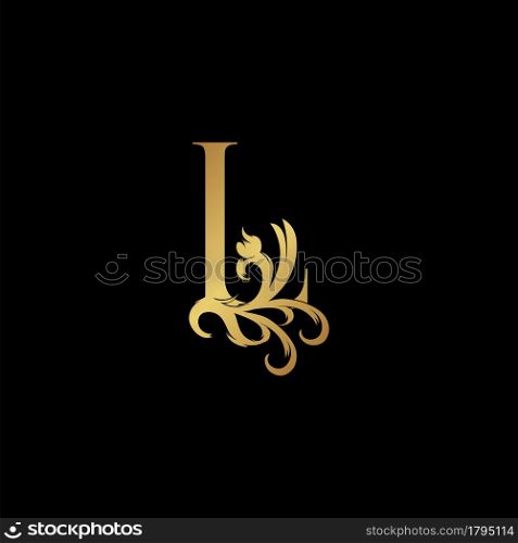 Elegant Luxury Letter L golden logo vector design, alphabet decoration style.