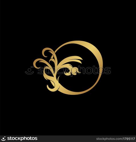 Elegant Luxury Letter O golden logo vector design, alphabet decoration style.