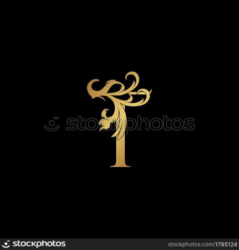 Elegant Luxury Letter T golden logo vector design, alphabet decoration style.