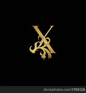 Elegant Luxury Letter X golden logo vector design, alphabet decoration style.
