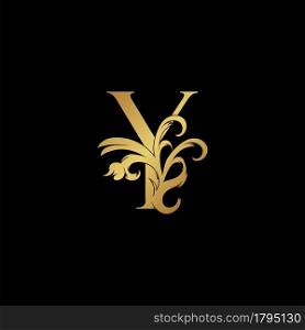 Elegant Luxury Letter Y golden logo vector design, alphabet decoration style.