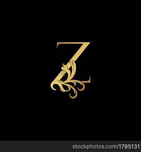 Elegant Luxury Letter Z golden logo vector design, alphabet decoration style.