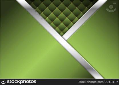 Elegant metallic background of green gradient with upholstery and gold line.Vector illustration.Eps10
