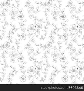 Elegant monochrome flowers fabric, seampless pattern. Vector illustration.