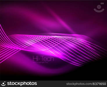 Elegant neon flowing stripes, smooth waves with light effects. Elegant neon flowing stripes, smooth waves with light effects. Vector illustration