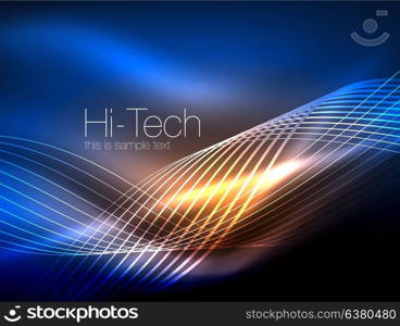 Elegant neon flowing stripes, smooth waves with light effects. Elegant neon flowing stripes, smooth waves with light effects. Vector illustration