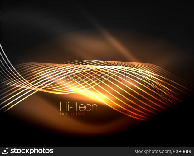 Elegant neon flowing stripes, smooth waves with light effects. Elegant neon flowing stripes, smooth waves with light effects. Vector illustration