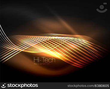 Elegant neon flowing stripes, smooth waves with light effects. Elegant neon flowing stripes, smooth waves with light effects. Vector illustration