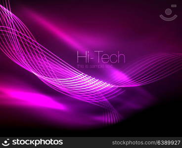 Elegant neon flowing stripes, smooth waves with light effects. Elegant neon flowing stripes, smooth waves with light effects. Vector illustration