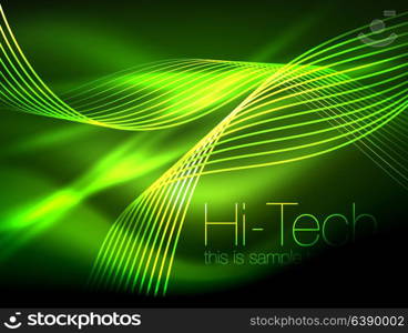 Elegant neon flowing stripes, smooth waves with light effects. Elegant neon flowing stripes, smooth waves with light effects. Vector illustration