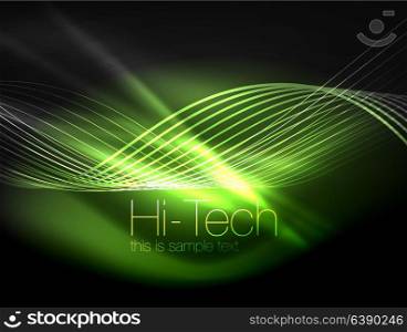 Elegant neon flowing stripes, smooth waves with light effects. Elegant neon flowing stripes, smooth waves with light effects. Vector illustration