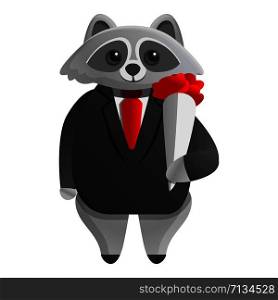 Elegant racoon icon. Cartoon of elegant racoon vector icon for web design isolated on white background. Elegant racoon icon, cartoon style