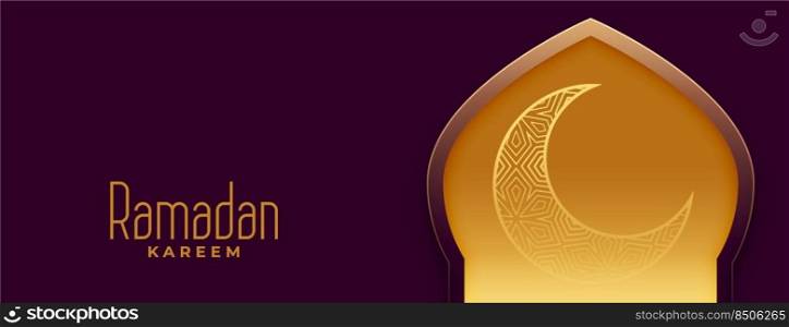 elegant ramadan kareem banner with crescent moon