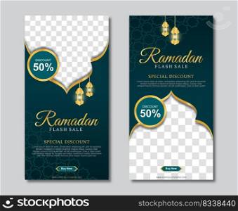 Elegant ramadan sale for social media stories template. Vector illustration