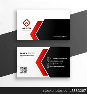 elegant red business card with geometric shapes