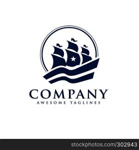 elegant Sailing boat logo vector, creative simple classic Sailing boat logo vector, seal adventure logo vector