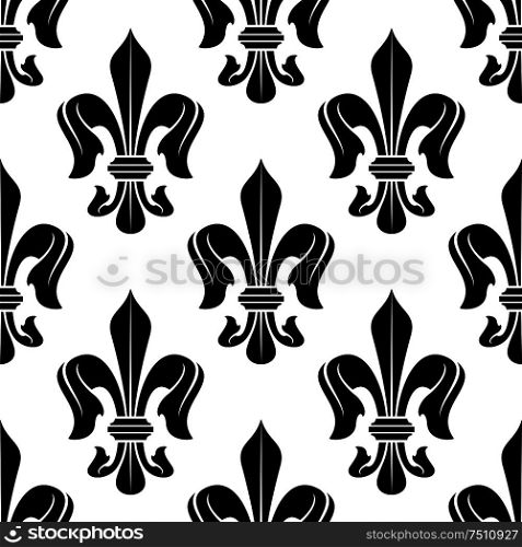 Elegant seamless fleur-de-lis pattern with black and white victorian stylized floral ornament. Vintage interior textile, accessories or wallpaper design usage