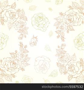 Elegant seamless pattern of roses on a beige background. Vector illustration