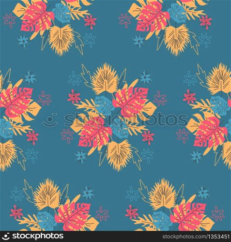 Elegant seamless pattern with flower branch. Scandinavian style background.. Elegant seamless pattern with flower branch. Scandinavian style