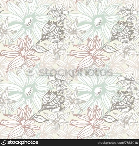 Elegant seamless pattern with flowers. Vector illustration