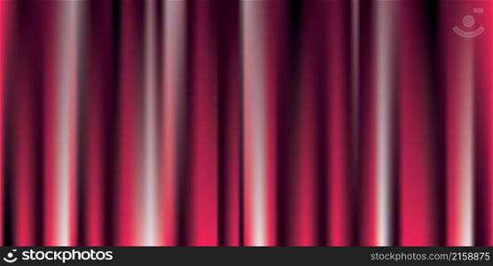 Elegant silk curtain on theatre stage background. Red black and white gradient colors. Vector artistic illustration.
