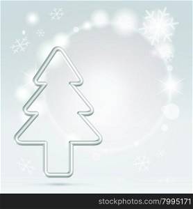 Elegant silver wire christmas tree over sparkling background seasonal greetings postcard