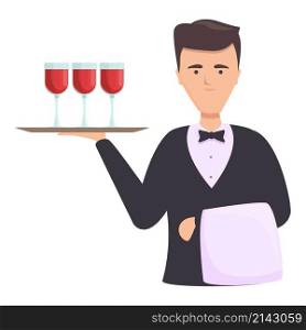 Elegant sommelier icon cartoon vector. Wine glass. Taste cheese. Elegant sommelier icon cartoon vector. Wine glass