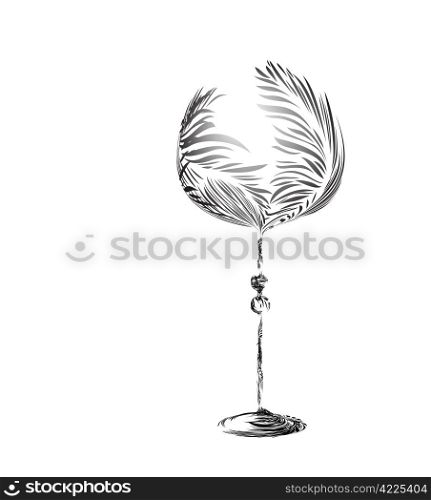 Elegant stylized glass of wine with a flower pattern