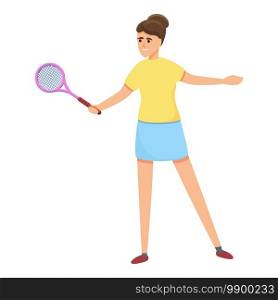 Elegant tennis player icon. Cartoon of elegant tennis player vector icon for web design isolated on white background. Elegant tennis player icon, cartoon style