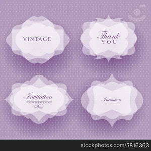 Elegant transparent invitation card and label in retro style can be used for invitation, congratulation